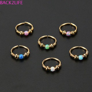 Back2life ต่างหูห่วงวงกลม สเตนเลส โอปอล สไตล์พังก์ สร้างสรรค์ สําหรับผู้หญิง