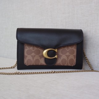 Chain clutch in colorblock signature canvas F86094 สายสะพายโซ่ COAC H กระเป๋าสะพายข้าง