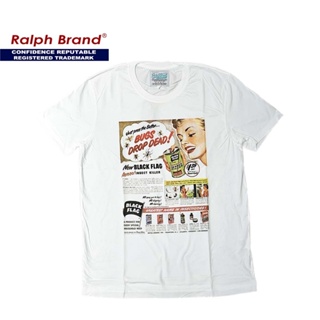 เสื้อยืดแขนสั้นคอกลมRalph Brand Classic เสื้อยืดผู้ชาย ผ้าCotton100% ฟอก ลาย Black FlagCotton 100%  [S-5XL]