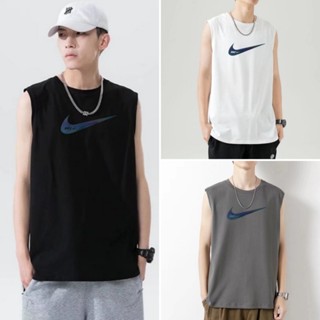 Nike Swoosh เสื้อเบลเซอร์ แขนกุด ผ้าฝ้าย ระบายอากาศ ทรงหลวม สไตล์สตรีท แฟชั่นสําหรับผู้ชาย