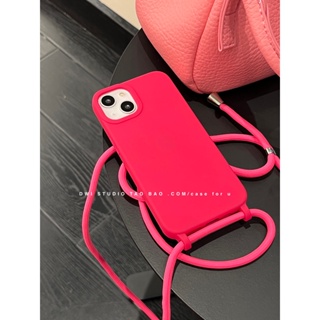 Huiwanju เคสโทรศัพท์มือถือ ซิลิโคน พร้อมสายคล้อง สีพื้น สําหรับ Iphone 13promax 12 13pro 11 12