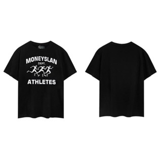 ใหม่ เสื้อยืดลําลอง แขนสั้น คอกลม ผ้าฝ้าย พิมพ์ลายตัวอักษร Moneyslan ทรงหลวม สําหรับผู้ชาย และผู้หญิง