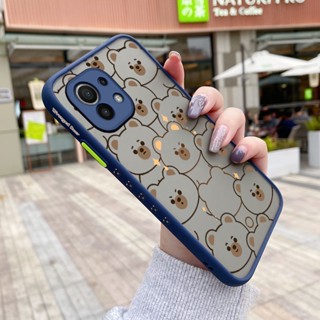 เคสโทรศัพท์มือถือแบบแข็ง ใส บาง กันกระแทก ลายการ์ตูนหมีน่ารัก สําหรับ Xiaomi 11 11 Lite 4G 11 Lite 5G 11 Lite 5G Ne 11 Pro 11 Ultra