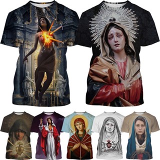 เสื้อยืดลําลอง พิมพ์ลาย Our Lady of Sorrows แฟชั่นสําหรับสตรี