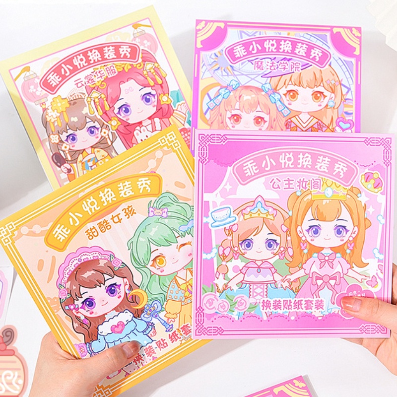 1 ชิ้น เจ้าหญิง แต่งหน้า พาวิเลียน เปลี่ยน หนังสือสติกเกอร์ สําหรับเด็ก ปริศนา ของเล่น เจ้าหญิง หนังสือสติกเกอร์ สําหรับตุ๊กตาโบราณ เปลี่ยนได้ หนังสือ