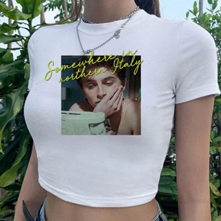 Call Me by Your Name graphic cyber y2k เสื้อครอปท็อป สไตล์โกธิค น่ารัก แฟชั่นเกาหลี ฮาราจูกุ สําหรับผู้หญิง