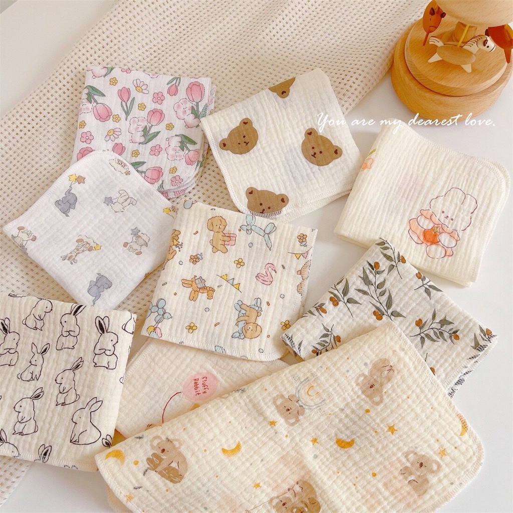 PRETTY BABY พร้อมส่ง ผ้าเช็คหน้าเด็ก มินิมอล เนื้อผ้าฝ้ายผ้านุ่มไม่ระคายเคืองผิว(837)