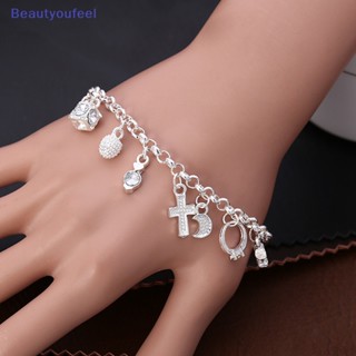 [Beautyoufeel] สร้อยข้อมือโซ่ จี้รูปดวงจันทร์ หัวใจ ล็อกไขว้ เครื่องประดับแฟชั่น สําหรับผู้หญิง งานแต่งงาน ปาร์ตี้ ของขวัญ