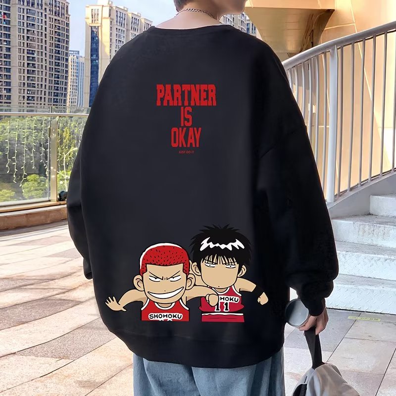 【M-8XL】เสื้อกันหนาว แขนยาว มีฮู้ด พิมพ์ลายอนิเมะญี่ปุ่น dunk master ทรงหลวม สีดํา แฟชั่นสําหรับผู้ชาย และผู้หญิง ทุกเพศ