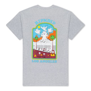 Ripndip HEAVEN ON EARTH TEE เสื้อยืดลําลอง ผ้าฝ้าย แขนสั้น คอกลม พิมพ์ลายแมว เหมาะกับฤดูร้อน