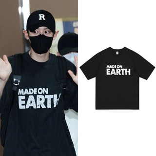 เสื้อยืดลําลอง ผ้าฝ้าย แขนสั้น คอกลม พิมพ์ลาย Kpop EXO Park Chan Yeol สําหรับผู้ชาย และผู้หญิง