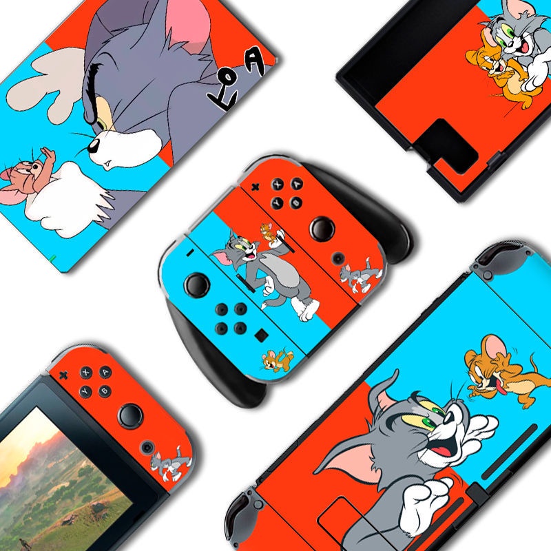 สติกเกอร์ ลายการ์ตูน Tom and Mouse น่ารัก สําหรับติดตกแต่ง Nintendo Switch ​ชุดป้องกัน แบบเต็มรูปแบบ