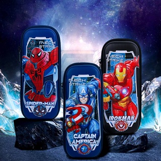 Jason Marvel กระเป๋าดินสอ ลายการ์ตูนสไปเดอร์แมน ไอรอนแมน 3D กันน้ํา สามชั้น สําหรับนักเรียน