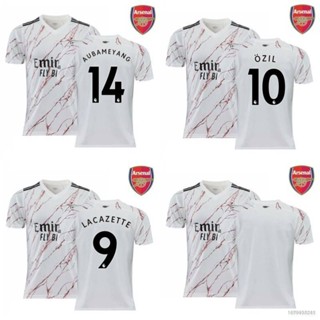 เสื้อกีฬาแขนสั้น ลายทีมชาติฟุตบอล Arsenal Away Lacazette Ozil Aubameyang HQ7 2020-2021 ชุดเยือน พลัสไซซ์ สําหรับผู้ชาย และผู้หญิง