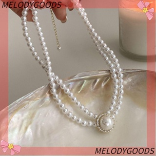 Melodg สร้อยคอโซ่สั้น ประดับไข่มุก ดอกไม้ สวยหรู สําหรับผู้หญิง