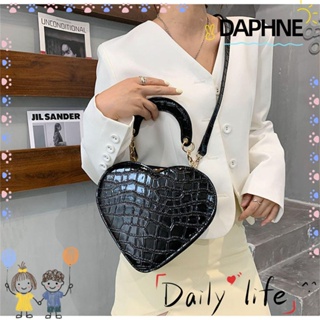 DAPHNE กระเป๋าเป้สะพายหลัง กระเป๋าช้อปปิ้ง หนัง PU ทรงหัวใจ แบบพกพา