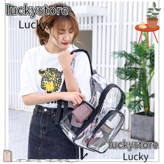 Lucky กระเป๋าเป้สะพายหลัง กระเป๋านักเรียน แบบใส แฟชั่นสําหรับสตรี