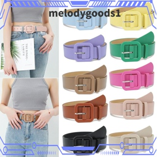 Melodygoods1 เข็มขัดหนังแฟชั่น สีแคนดี้ ลําลอง สายรัดเอว แบบบาง