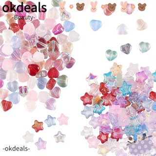 OKDEALS ลูกปัดแก้วคริสตัลใส รูปหัวใจ คละสี สําหรับทําสร้อยข้อมือ 200 ชิ้น