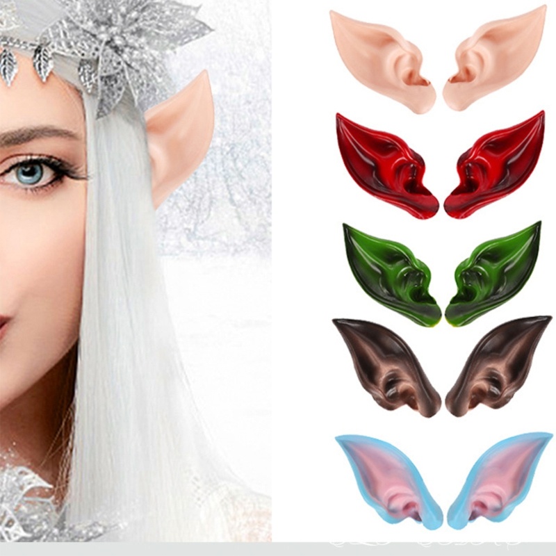 WIT 1 คู่ยาว Elf หู Fairy หูคอสเพลย์ฮาโลวีนแต่งตัวเครื่องแต่งกายหู Props Masquerade Elven แวมไพร์ Ea