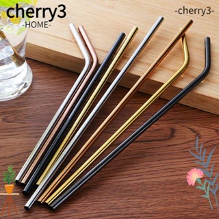 Cherry3 หลอดดูดเครื่องดื่ม แบบโลหะ งอได้ ล้างทําความสะอาดได้