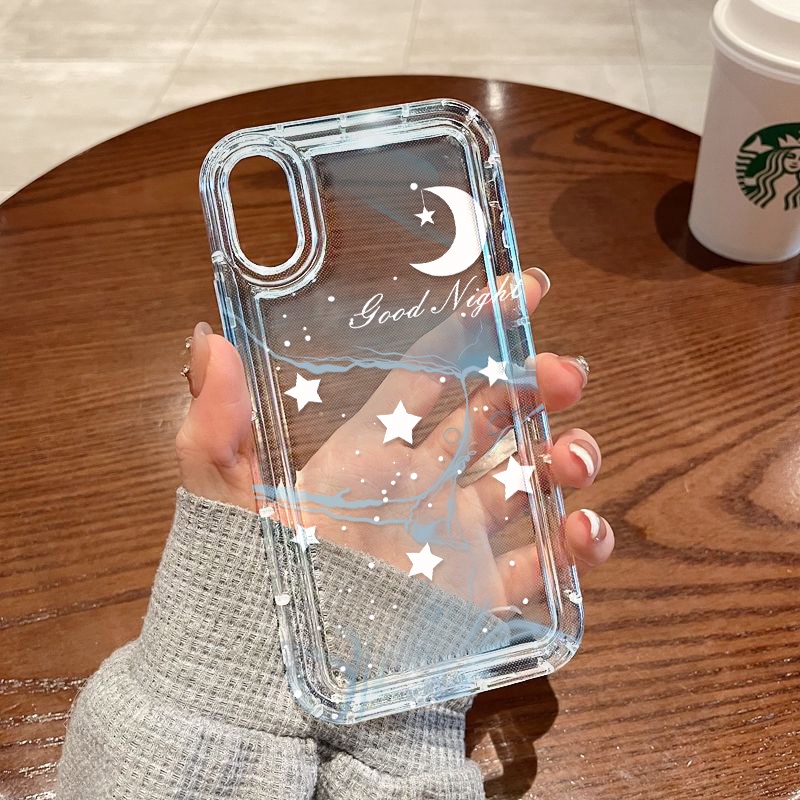 ถุงลมนิรภัย Starry Sky ซิลิโคนเคสโทรศัพท์สำหรับ IPhone 11 12 13 14 Pro Max 66s 7 8 Plus XS Max XS SE 2020 ฝาครอบป้องกัน