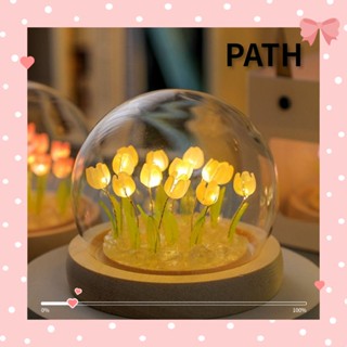 PATH โคมไฟตั้งโต๊ะ รูปดอกทิวลิป เรืองแสง สาย USB สําหรับตกแต่งบ้าน DIY