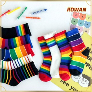 ROW Crew Fashion Sweet Rainbow Baby Kids Long Sock Girls Children Socks Colorful Stripes Autumn Cotton Comfortable Soft Ankle