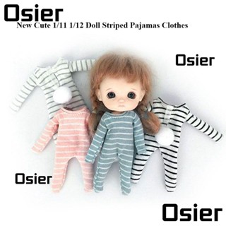 Osier1 ใหม่ ชุดนอนตุ๊กตาน่ารัก ลายทาง สําหรับ ob11 obitsu 11 1/12BJD