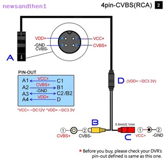 Newsandthen1 กล้องมองหลังรถยนต์ 4-Pin ตัวผู้ เป็น ตัวเมีย เชื่อมต่อ RCA CVBS อะแดปเตอร์สัญญาณไฟสัญญาณ