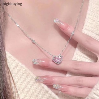 [highbuying] แฟชั่น พีช หัวใจ จี้ สร้อยคอ สีชมพู คริสตัล คอ โซ่ หวาน เย็น ไหปลาร้า โซ่ สําหรับผู้หญิง ความงาม เครื่องประดับ อุปกรณ์เสริม ใหม่ พร้อมส่ง