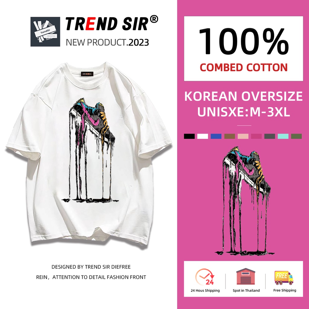 TrendSir พร้อมส่ง เสื้อยืดโอเวอร์ไซส์ เนื้อผ้านิ่ม บายสุขภาพดีเเท้เสื้อยืดฝ้ มี7สี M-3XL