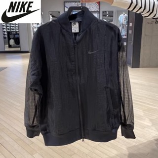 [Sports Series]nike ของแท้ 100% เสื้อแจ็กเก็ตกีฬา แขนยาว ทรงหลวม ใส่สบาย สําหรับผู้หญิง