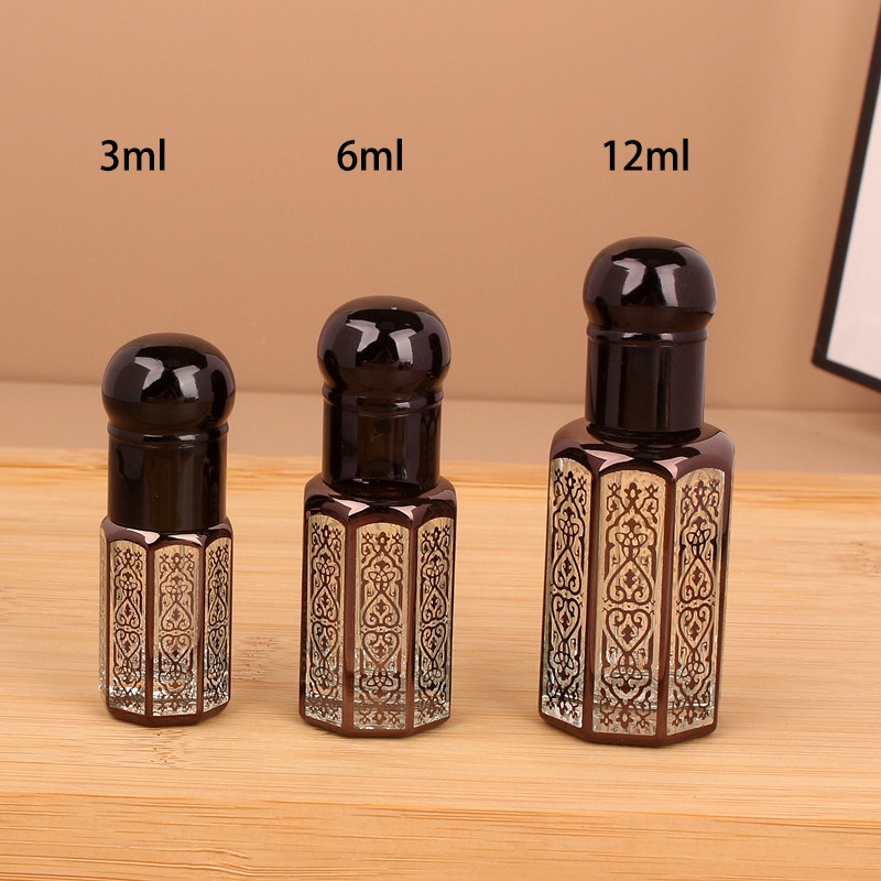 3/6/12ml น ้ ํามันหอมระเหย Roller-on ขวดน ้ ําหอมแก ้ วแปดเหลี ่ ยมแบบพกพา Travel คอนเทนเนอร ์ เครื ่ องสําอาง