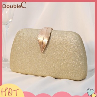 【Double C 】✿   กระเป๋าสตางค์ กระเป๋าคลัทช์ ประดับเลื่อม ทรงใบไม้ แต่งสายโซ่ สําหรับผู้หญิง