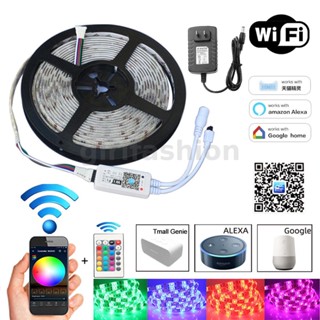 สายไฟ LED 12V RGB 2835 Wifi 24 คีย์ 5 ม. ควบคุมผ่านอินฟราเรด ยืดหยุ่น สําหรับทีวี ไฟแบ็คไลท์ บ้าน ปาร์ตี้