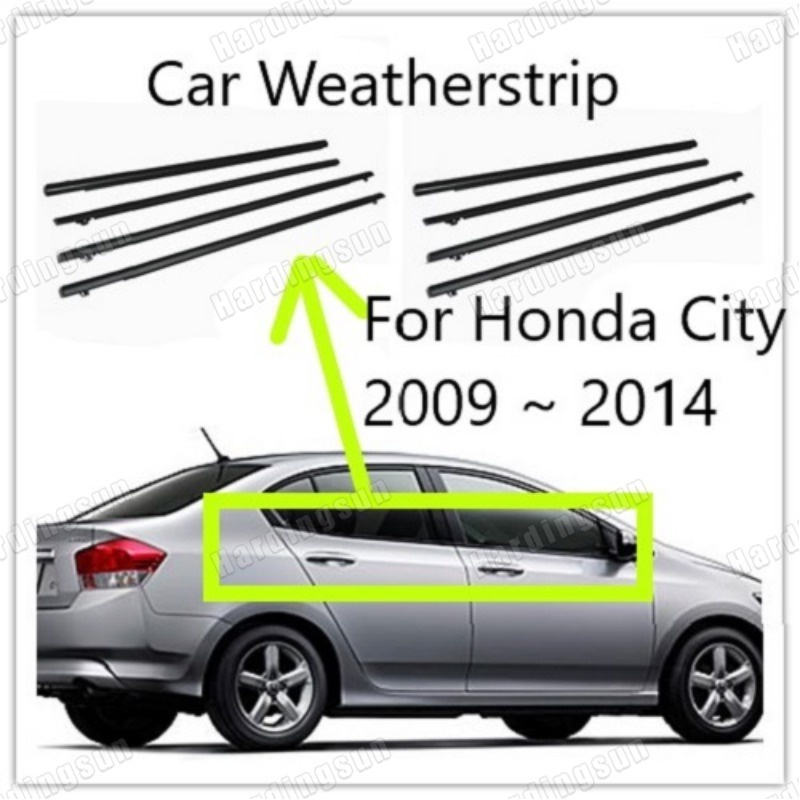 (a ชุด) สําหรับ Honda City 2009 2010 2011 2012 2013 2014 รถนอกหน้าต่าง Moulding Weatherstrip ซีลเข็มขัด Weather Strip พลาสติก Trim