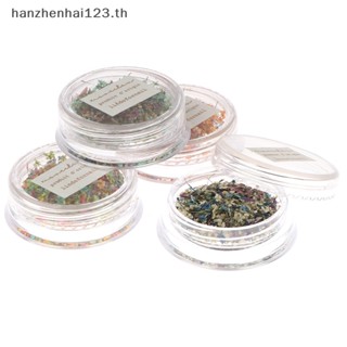 Hanhai อุปกรณ์ตกแต่งเล็บ จี้ดอกไม้แห้ง 3D หลายสีสัน สําหรับตกแต่งเล็บ DIY TH