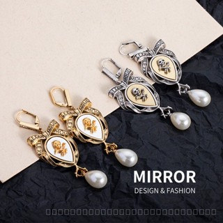 [0728]QSJY-XL M Brand New French Retro Skull Bow Water Drop Pearl Earrings Personalized Design Creative Exaggerating Earrings Y2K 16SO