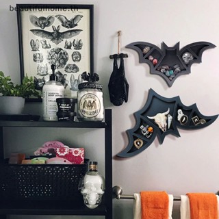 ｛Halloween Decor｝ชั้นวางค้างคาว คริสตัล สีดํา สไตล์โกธิค สําหรับห้องแม่มด