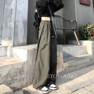 2TOYOUNG  กางเกงขายาว คาร์โก้ กางเกง เชือกอเมริกันคลาสิค Cargo pants 2023 NEW 072928 ทันสมัย Trendy สไตล์เกาหลี ทันสมัย A20M0A6 36Z230909