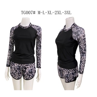 รหัสสินค้า TG-007  - ชุดว่ายน้ำผู้หญิง 1 ชุด มี 2 ชิ้น เสื้อแขนยาว+กางเกงขาสั้น