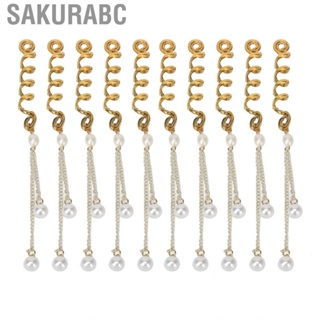 Sakurabc Hair Jewelry Fashionable Easily Adjust Artificial Pearl Pendant Alloy Dreadlocks Rings Unique for Wedding Women