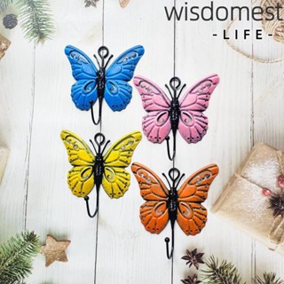 Wisdomest ตะขอแขวนเสื้อโค้ท ผ้าพันคอ รูปผีเสื้อ 4 สี ติดตั้งง่าย ทนทาน 4 ชิ้น