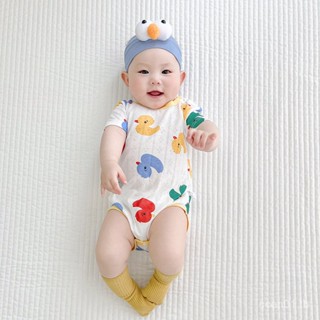 【Combination 2 Pack-Baby Jumpsuits】ชุดนอนรอมเปอร์ แขนสั้น บาง สามเหลี่ยม จั๊มสูท ไม้ไผ่ ไฟเบอร์ เครื่องปรับอากาศ เสื้อผ้า เด็กผู้ชาย และผู้หญิง ระบายอากาศได้ รอมเปอร์