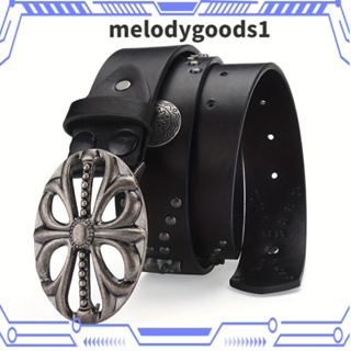 Melodygoods1 เข็มขัดหนัง หัวโครงกระดูก สไตล์ฮิปฮอป ร็อคพังก์ ฝังเข็มขัด Y2K