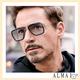 Alma Tony Stark แว่นกันแดด กรอบโลหะ หรูหรา แว่นตาสไปเดอร์แมน แว่นตากันแดด