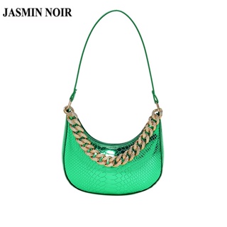 Jasmin NOIR กระเป๋าถือ กระเป๋าสะพายไหล่ สะพายข้าง หนัง PU ลายหนังจระเข้ ขนาดเล็ก พร้อมสายโซ่คล้อง สําหรับสตรี