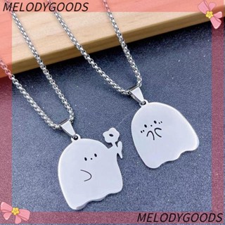 Melodg สร้อยคอโซ่ จี้การ์ตูนผี ดอกไม้ สไตล์ฮิปฮอป เครื่องประดับ DIY สําหรับผู้หญิง