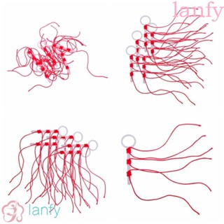 Lanfy เชือกผ้าฝ้าย ผูกปม สีส้ม แดง เหลือง สําหรับตกปลา 50 ชิ้น